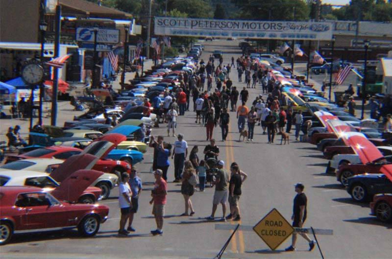 Line of Mustangs At Sturgis Event
